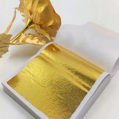 100Pcs Golden Leaf Foil Leaf Sheets Gilding Foil Imitation Gold Leaf for DIY Nails Art Painting Gilding Crafting Decoration