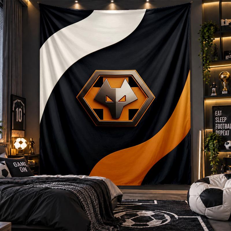 Wall Hanging Tapestry Wolverhampton Wanderers Football Print Cloth for Living Room Bedroom Home Decor