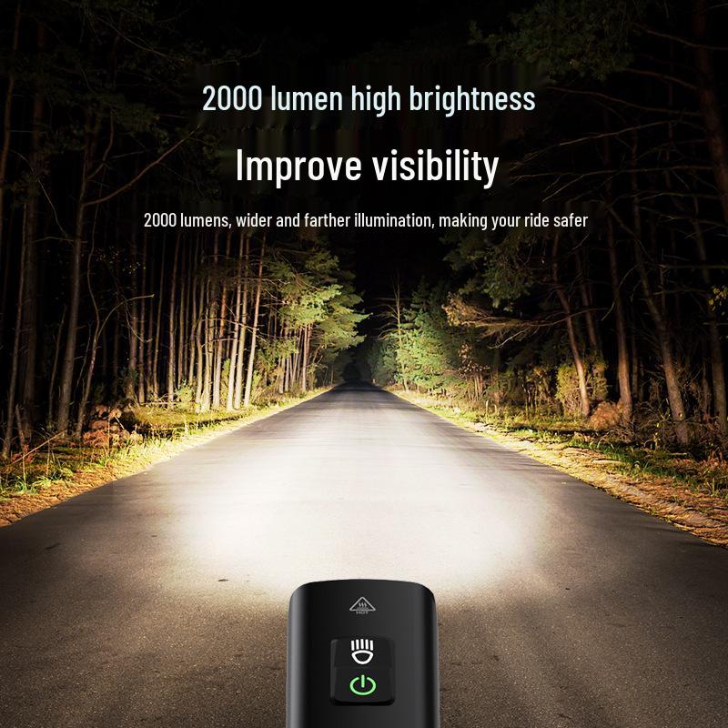 High-Brightness Waterproof Mountain Bike Front Light with Flash and Safety Warning