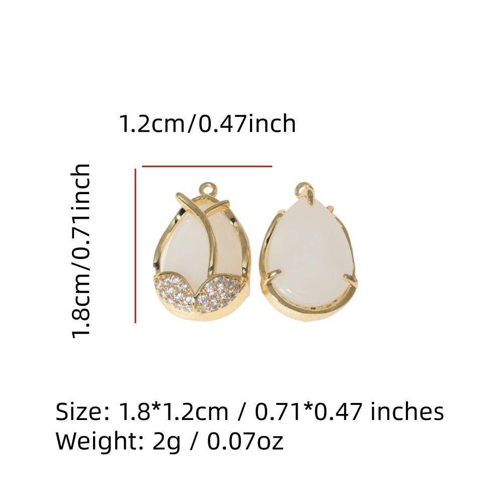 Copper Tulip Flower Charms with Green & Clear Zirconia, Golden Plated, 2pcs for DIY Jewelry Making