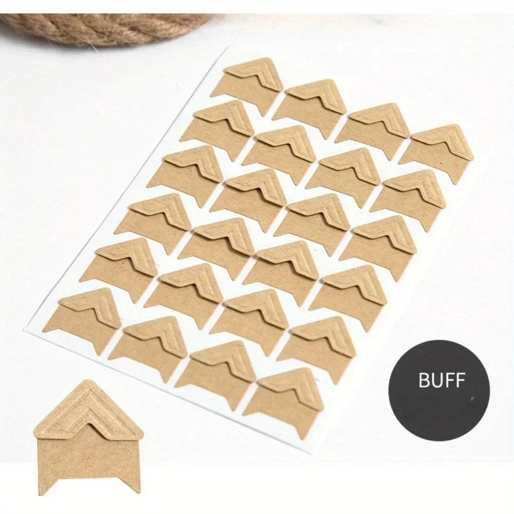 24 Pcs/Lot 1 Sheets DIY Vintage Corner Kraft Paper Stickers For Photo Album Frame Decoration Scrapbooking Picture Protect Decor