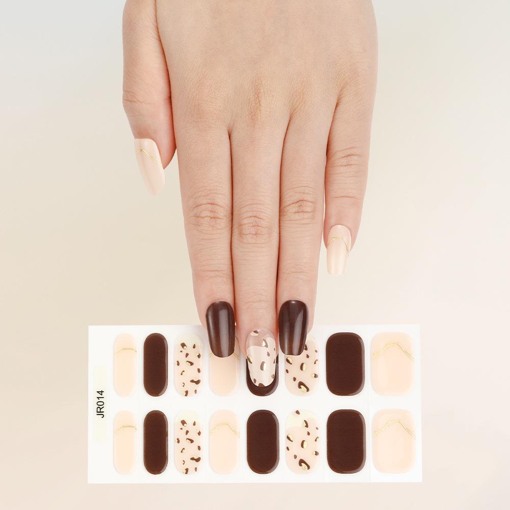 New Semi-Cured UV Gel Nail Stickers - 16 Finger Set with Light Therapy Curing Lamp for Full Nail Coverage
