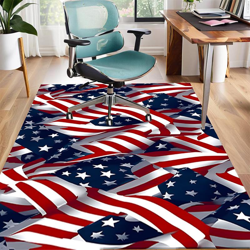 American Flag Polyester Carpet, Soft Indoor Mat for Office Chair, Living Room, Computer Desk - Decorative Home Office Rug Design
