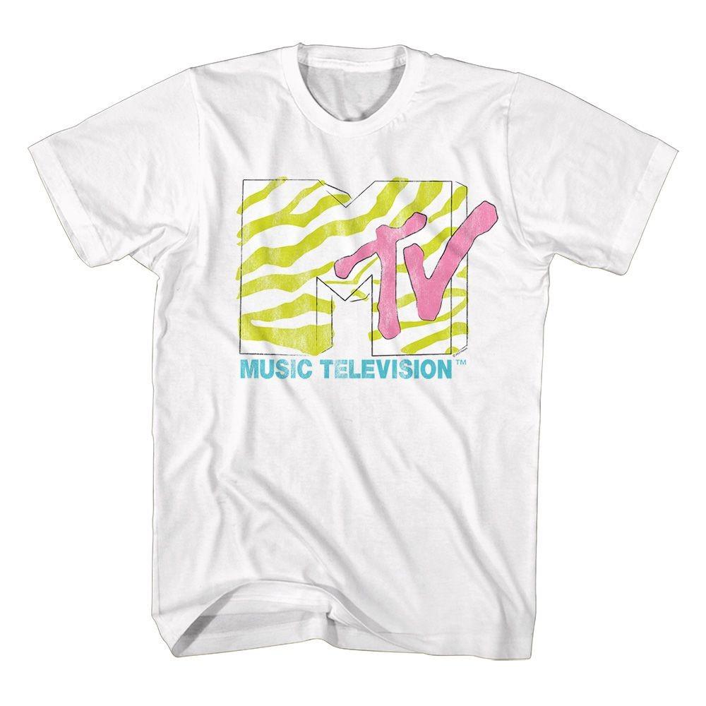 MTV Neon Zebra Logo TV T-shirt Tops Tees Men's Women's Unisex