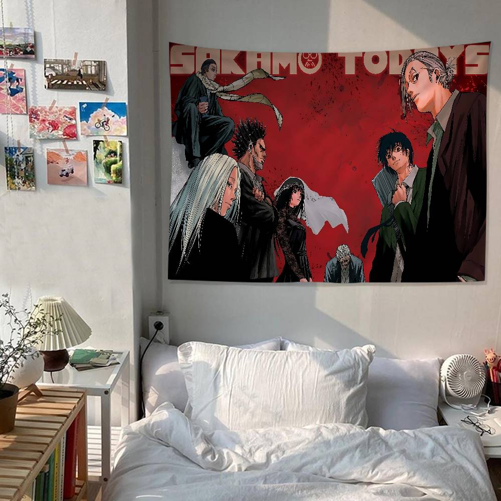 SSakamoto Days Anime Printed Large Wall Tapestry Indian Buddha Wall Decoration Witchcraft Bohemian Hippie Decor Blanket