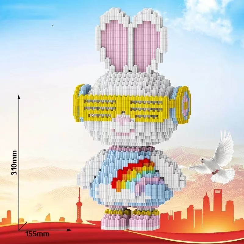 33CM Mini Barevný Králík 3D Model malé částice Stavebnice Sestavitelná Hračka Roztomilé Ozdoby Puzzle z Malých Částic Dárek pro Děti
