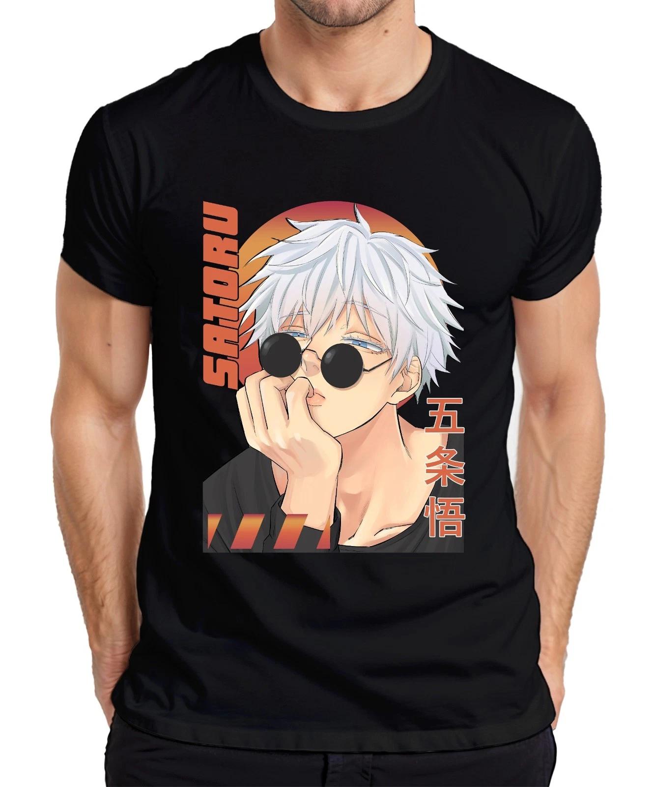 Gojo Satoru Jujutsu Kaisen Anime Sonnenbrille Weißhaar Geschenk Herren T-Shirt M