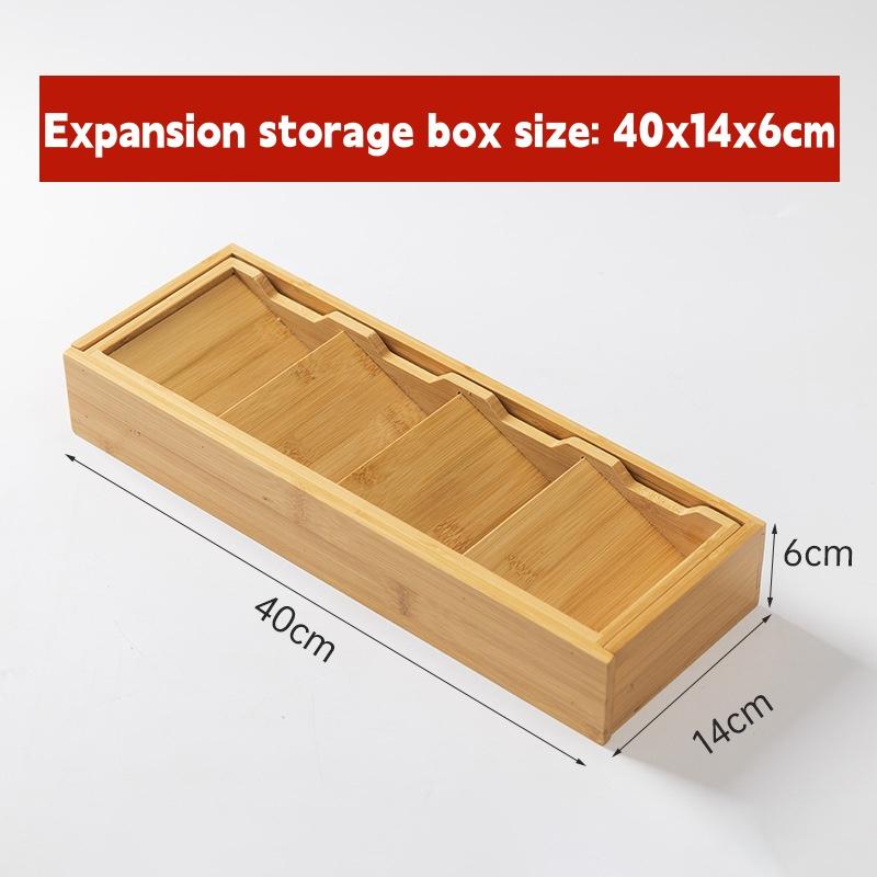 Kitchen Tableware Knife Fork Spoon Box Bamboo Storage Box Chopsticks Restaurant Organizing Box Desktop Storage Drawer Box