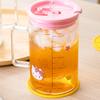 For Sanrio Glass Straw Cup Coffee Mug for Cartoon Cinnamoroll& Kuromi Printing Home Straw Water Cup with Scale Juice Milk Mug