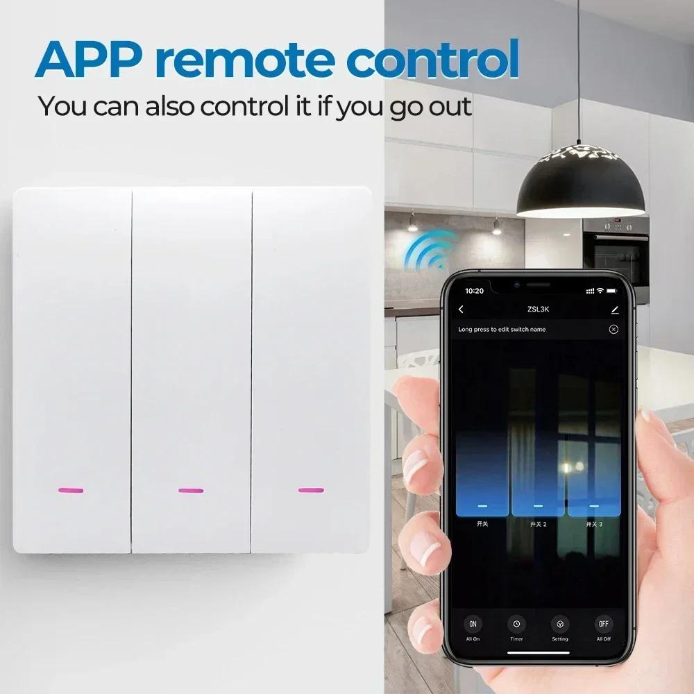 Tuya Smart Wifi Wandschalter Druckknopfsteuerung Ohne/Mit Neutralleiter APP Fernsteuerung Zeitsteuerung Funktioniert mit Alexa Google Home Alice