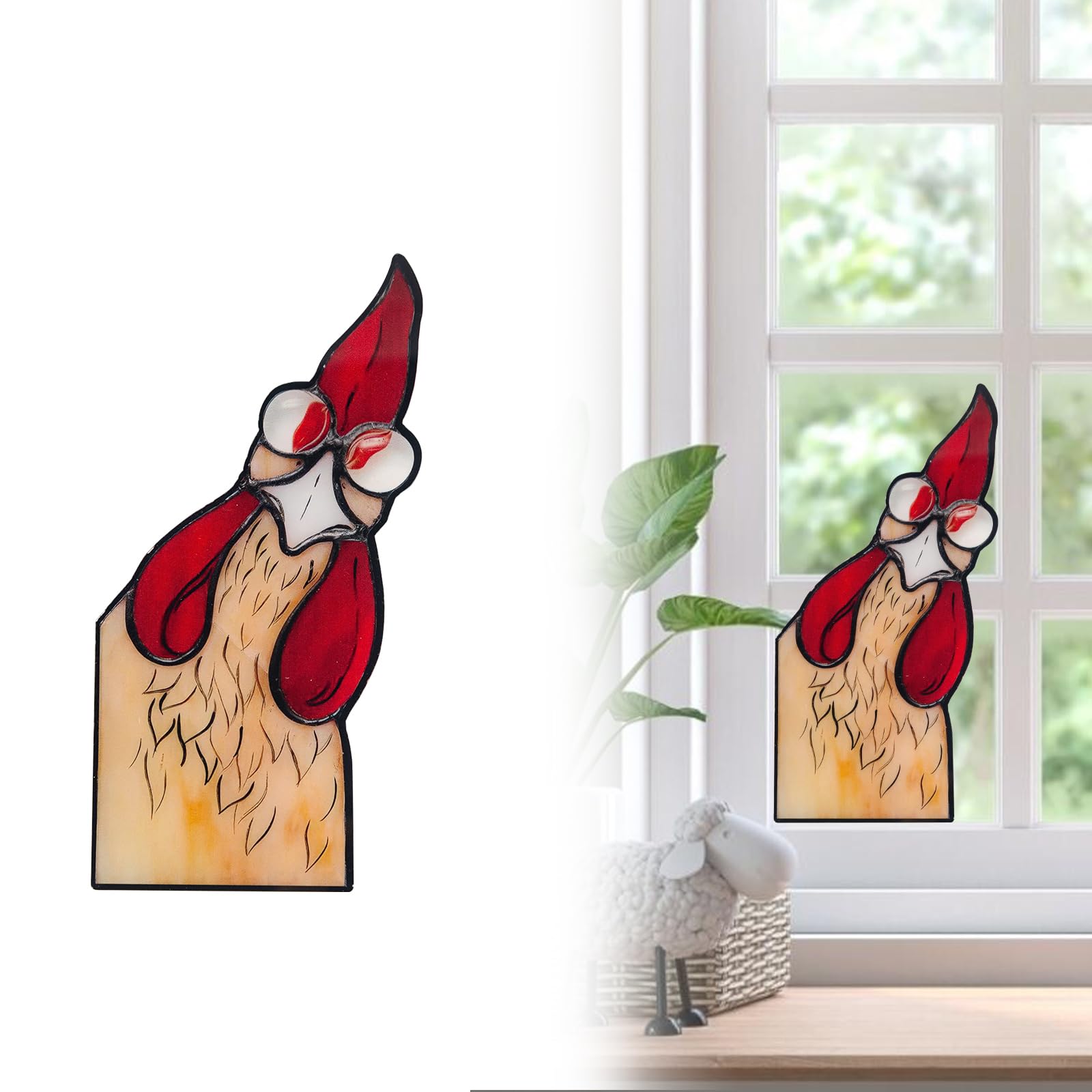

20cm Creative Peeping Rooster Window Corner Decor Acrylic Balcony Ornament Style B
