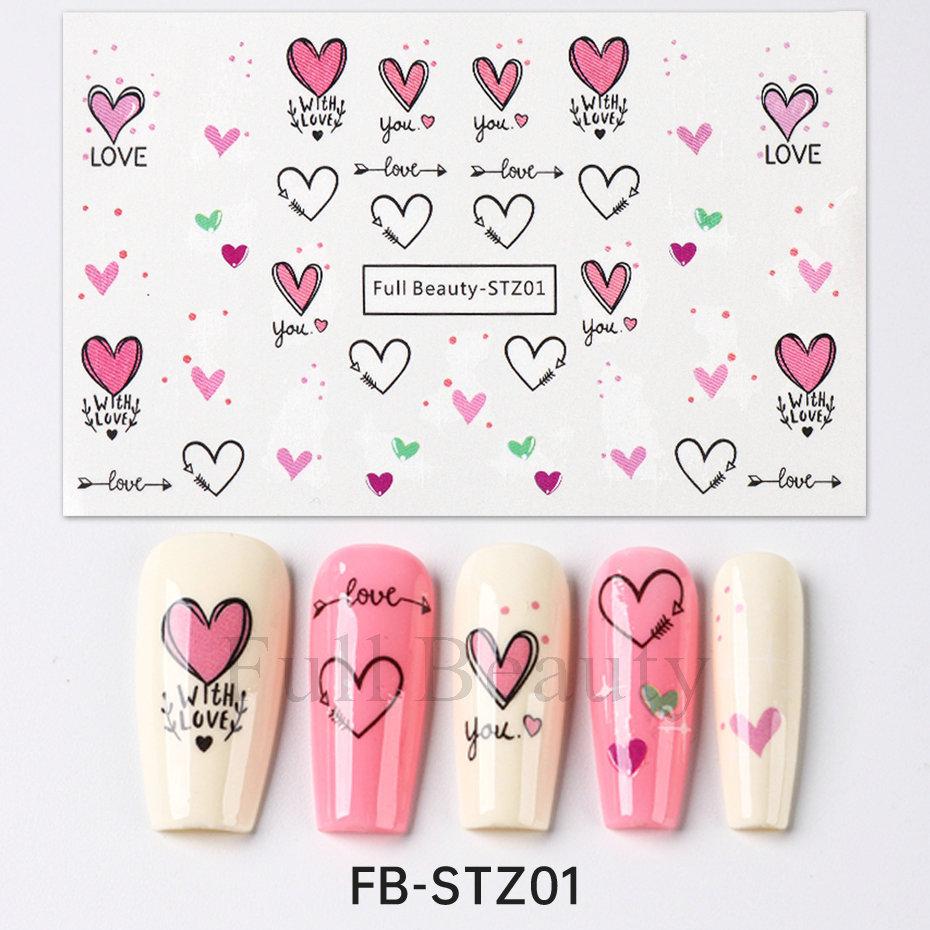 Nail Art Stickers Ins Valentine's Day Romantic Bear Love Letter Love Tree Watermark Sticker
