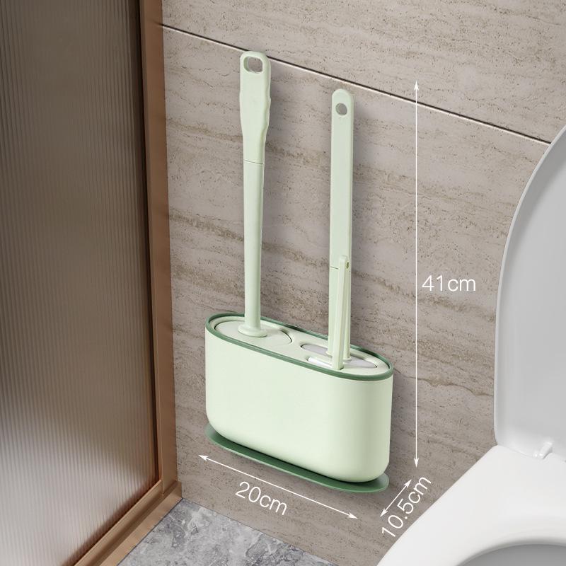 Silicone Toilet Brush Set - No Dead Angle, Wall-Mounted Bathroom Cleaning Tool