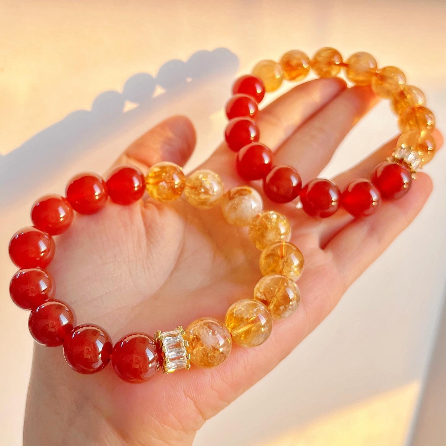 Large Particle Design Sense 12Mm Natural Citrine Chalcedony Bracelet Bracelet