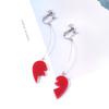 1 Pair Dangle Earrings Long Combinable Heart Shape Personality Decorative Anime Cosplay Props Lovers Gift Bizarre Adventure Clip Earrings