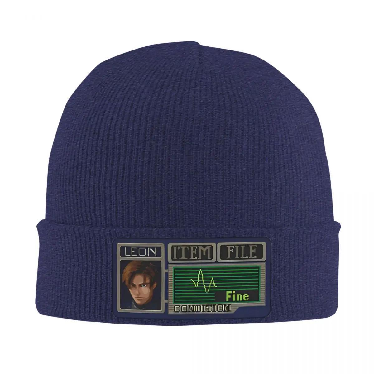

Leon Kennedy Pixel Art Bonnet Hats Umbrella Residented Evils 4 Game Knitting Hat Men Women Elastic Beanie Hats Autumn Gym Cap