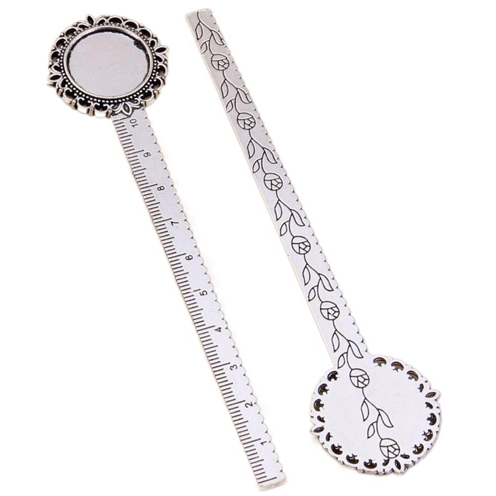 Cabochon Base Antique Bookmark Ruler Bronze Bookmark Exquisite Ruler Book Cilp  Stationery