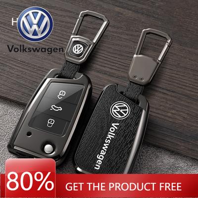 Autosleutelhouder/afstandsbediening van zinklegering met lederen afwerking voor Volkswagen Polo, Golf 7 MK7, Tiguan MK2 en accessoires.
