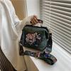 Vintage Embroidery Elephant Women's Handbags Soft PU Leather Thailand Exotic Portable Women's Messenger Bag Fashion Female Small Square Crossbody Bags