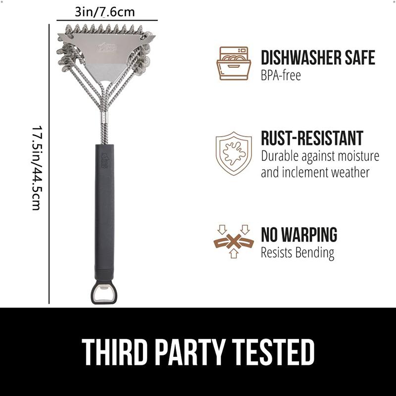 

1Pieces Heavy Duty No Bristle Triple Helix Grill Brush With Scraper For Outdoor Grills, Safe Steam Cleaning Outdoor Tableware серебряный