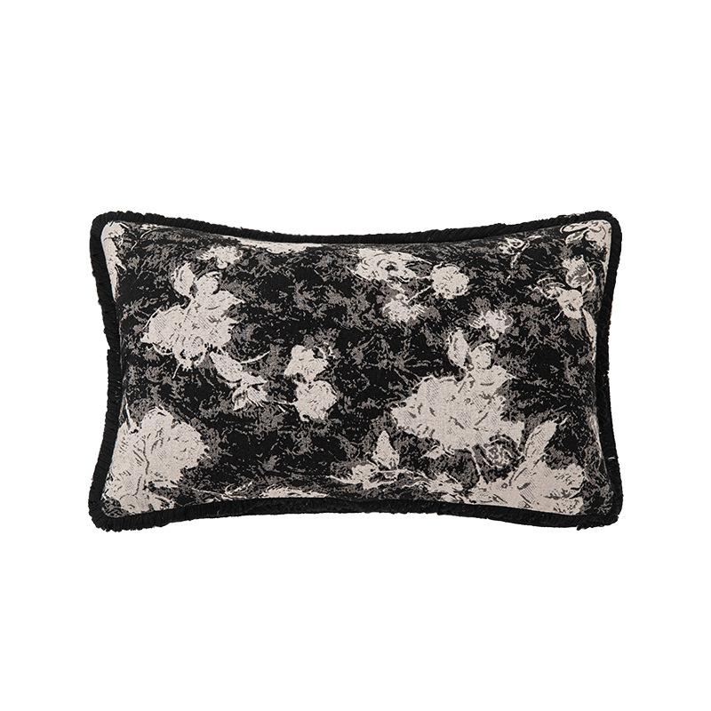 European Classical Jacquard Pillow Case Oil Painting Style Sunflower Tassel Waist Pillow Case Living Room Sofa Cushion Pillow Case