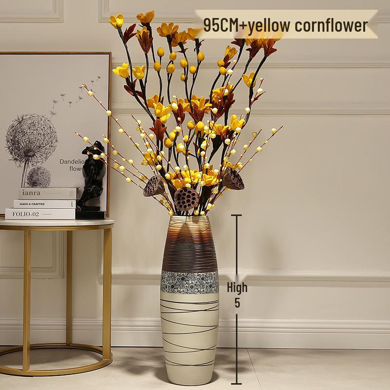 Large European-Style Porcelain Floor Vase for Dried Flowers - Artistic Living Room Ceramic Decoration