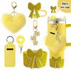 6Pcs Accessory Set For Stanley Cup Water Bottle Handle Strap Straw Cap Protect Bottom Cover Charms Pendant Keychain Decoration