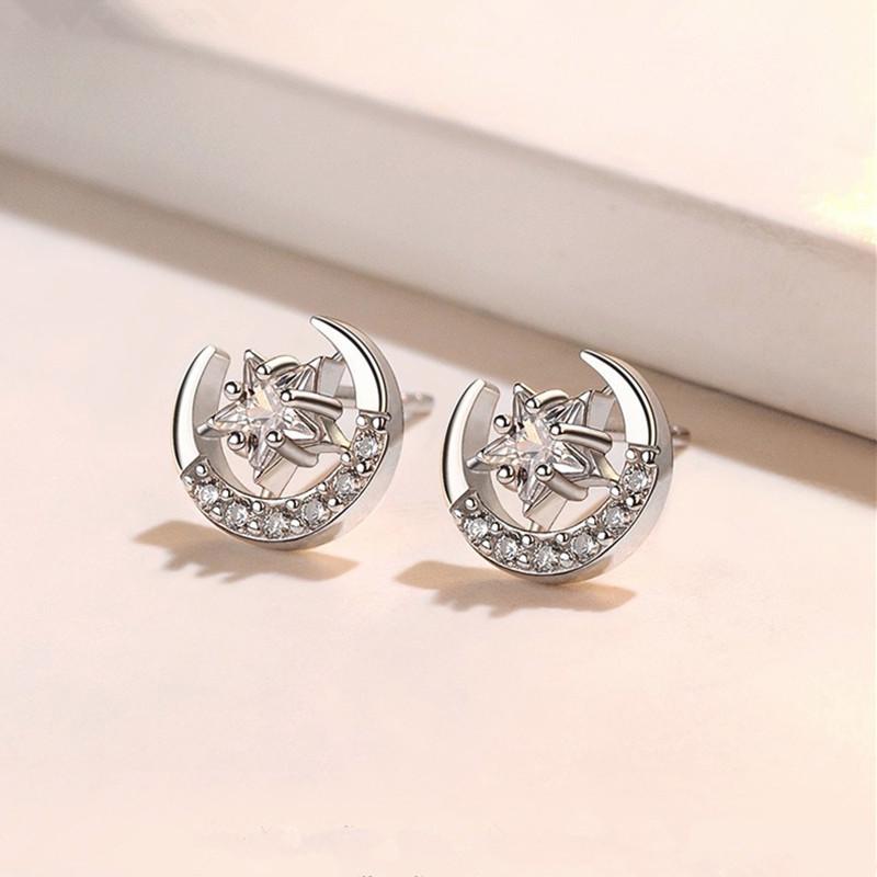 

Модный темперамент, серьги-гвоздики из циркония, инкрустированные бриллиантами, женские серьги в форме луны и звезды, изысканные персонализированные украшения для ушей