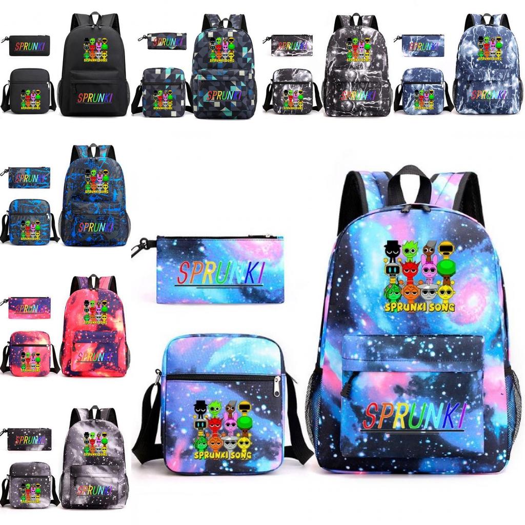 Sprunki Music Game Backpack With Cartoon Print And Ergonomic Shoulder Straps For Teens