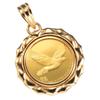 Speranza 24K Pure Gold Coin Indian Design 1 Pendant, Eagle, 1/25oz, Frame, Engraved, Unisex, No.