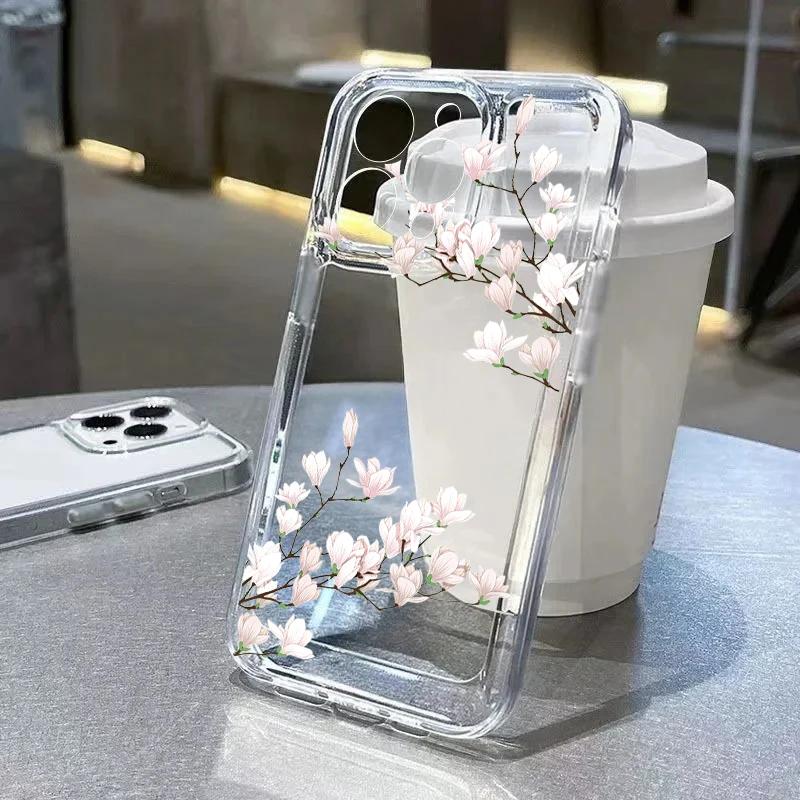 Korean Cute Bow Cherry Clear Case For Infinix Note 30 40 50 Hot 40 Pro 30 Play 30i 50 Smart 8 9 10 Tecno Spark 30C 10 20 Pro