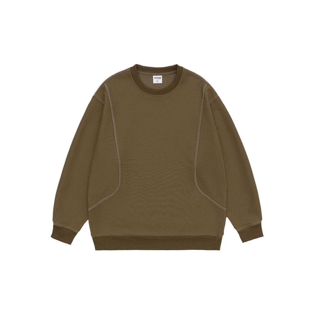 Herren Amerikanisches Retro Plüsch Nähte Rundhals Sweatshirt – Einfarbige, Vielseitige, Lockere Passform Freizeit Oberteil