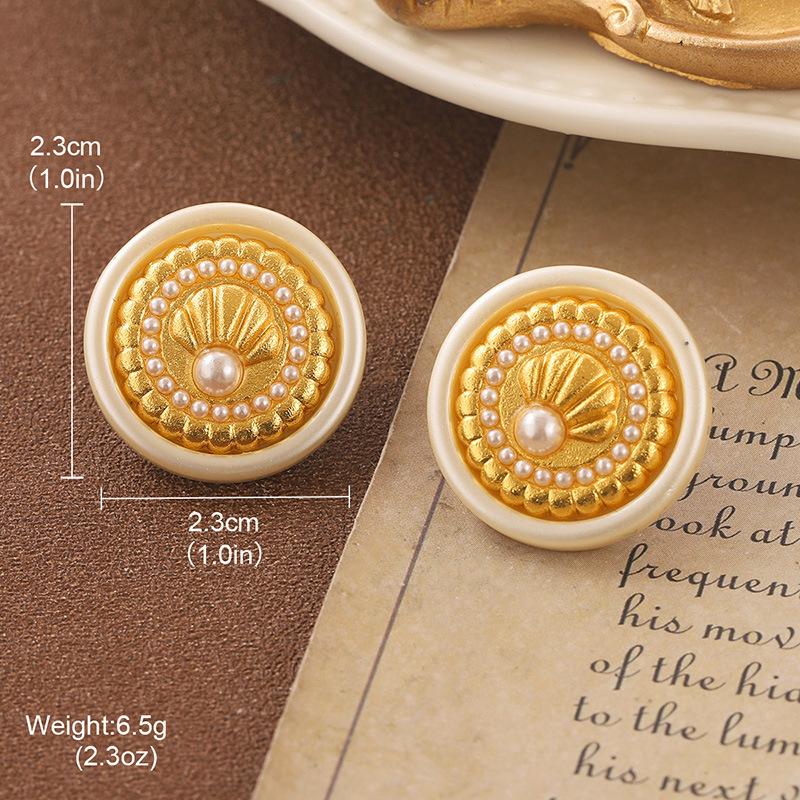 

Medieval vintage retro earrings Van Gogh oil painting series dripping oil flower pearl fringed versatile earrings