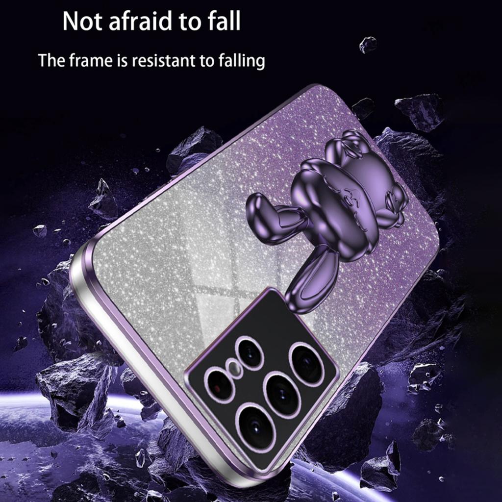 For Samsung Galaxy S24 Ultra Cell Phone Back Protector Cartoon Rabbit Pull-out Kickstand Cover