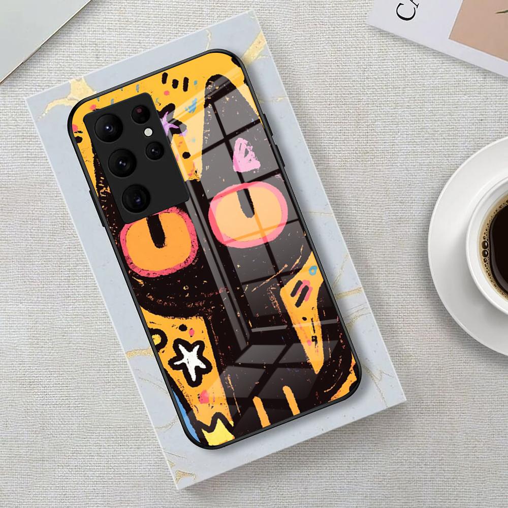 Cats Gathering Crayon Phone Case For Samsung S25 Edge Ultra 23 22 21 20 Ultra Plus S24 Fe A54 53 25 Glass Cover