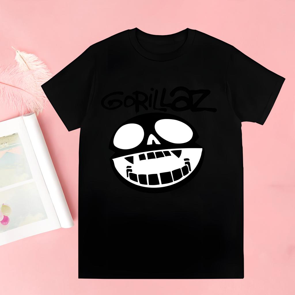 Gorillaz Moderne Musikkband Tegneserie Fantastiske T-skjorter For Gutter O-hals Kortermet Vanlig Herrehøyde Kvalitet Hip-Hop T-skjorte