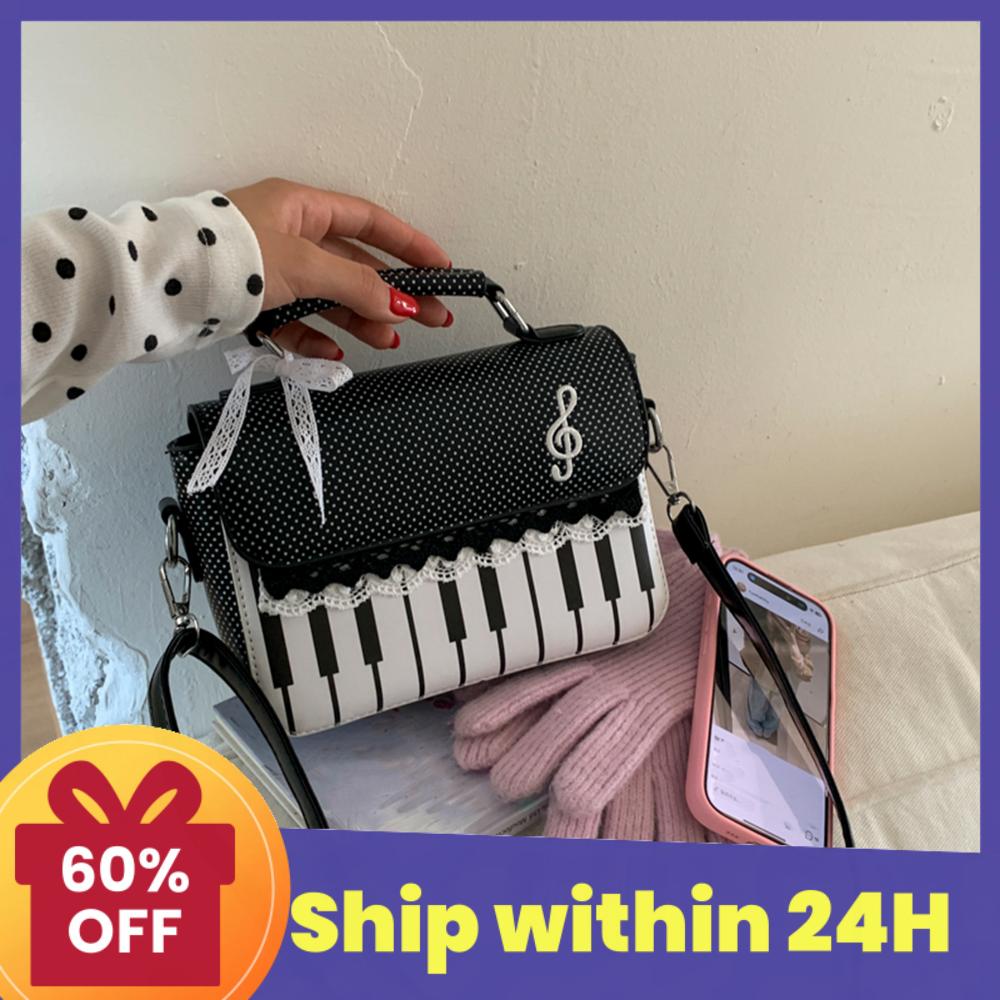 Fashion Polka Dot Ladies Piano Bag New Style Niche Underarm Shoulder Bag Sweet Personality Piano Backpack Women's Bag Square Bag