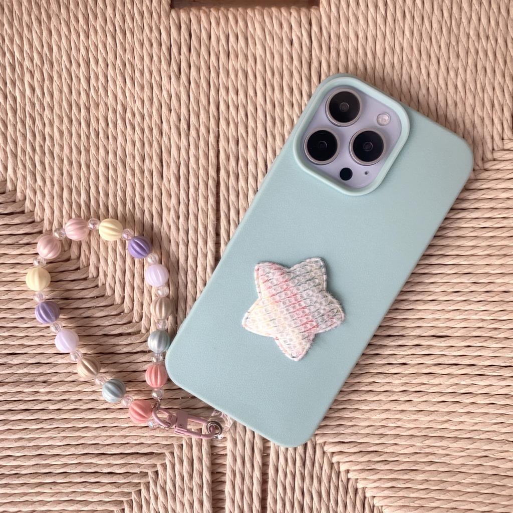 Blue Phone Protective Cover Case with Pearl Handstrap for iPhone 11/12/13/14/15/16 Pro/ Pro Max