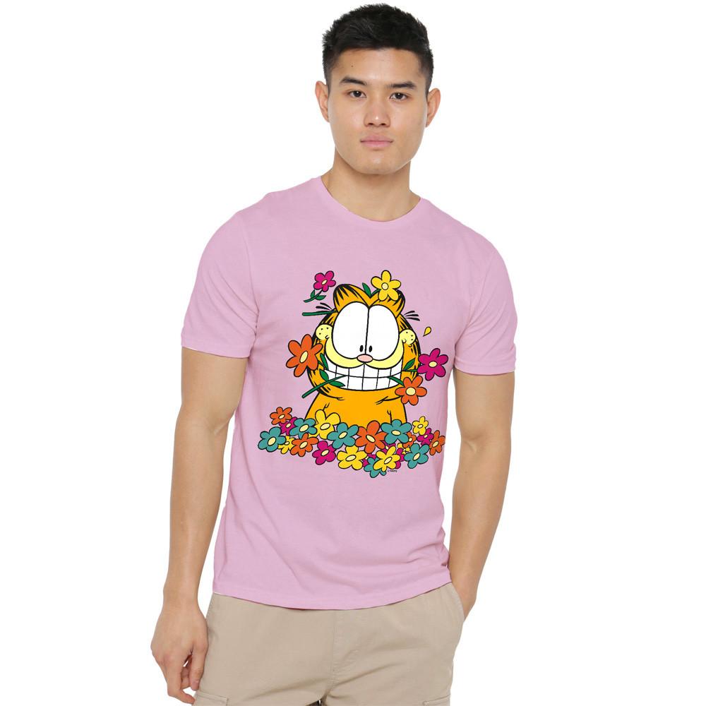 Garfield In The Garden T Shirt S-4XL, Pink Unisex T-Shirt XXXXL