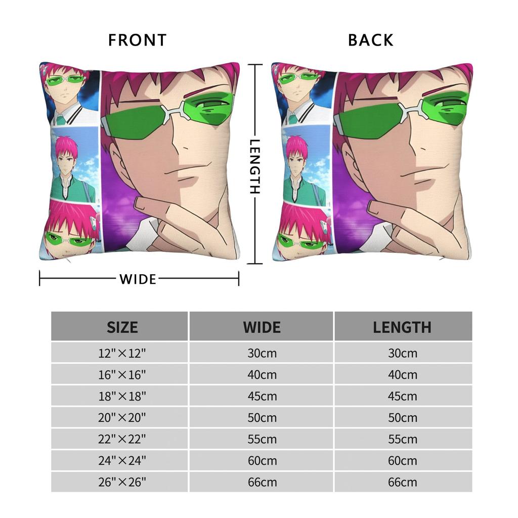Saiki Kusuo no Psinan Kuddfodral Polyester Kudde för Soffa Manga Mode Kuddfodral