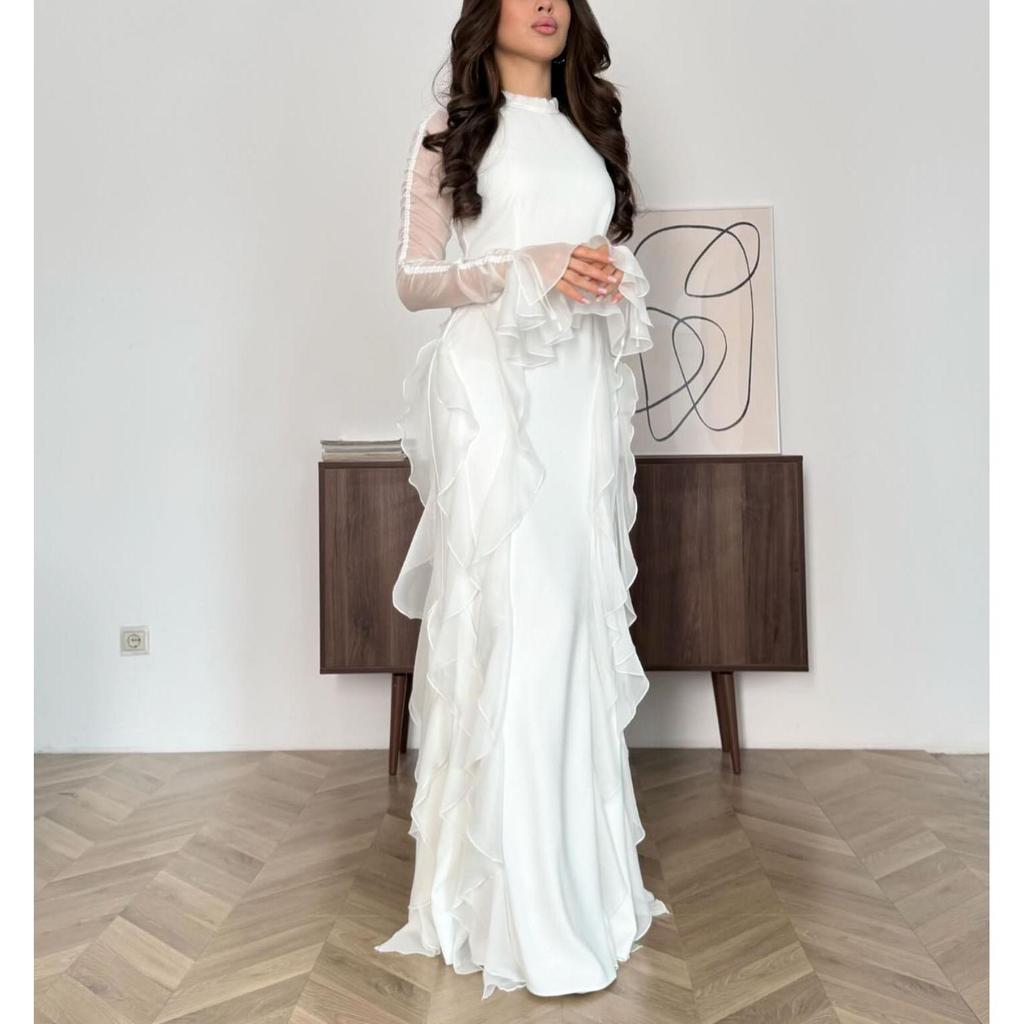 Elegant Stand-Up Collar Princess Sleeve Dress for Women