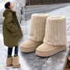 Women's 2025 Fluffy Fur Mid-Calf Snow Boots - Thick-Soled, Plush Velvet Lined, Winter Fashion.