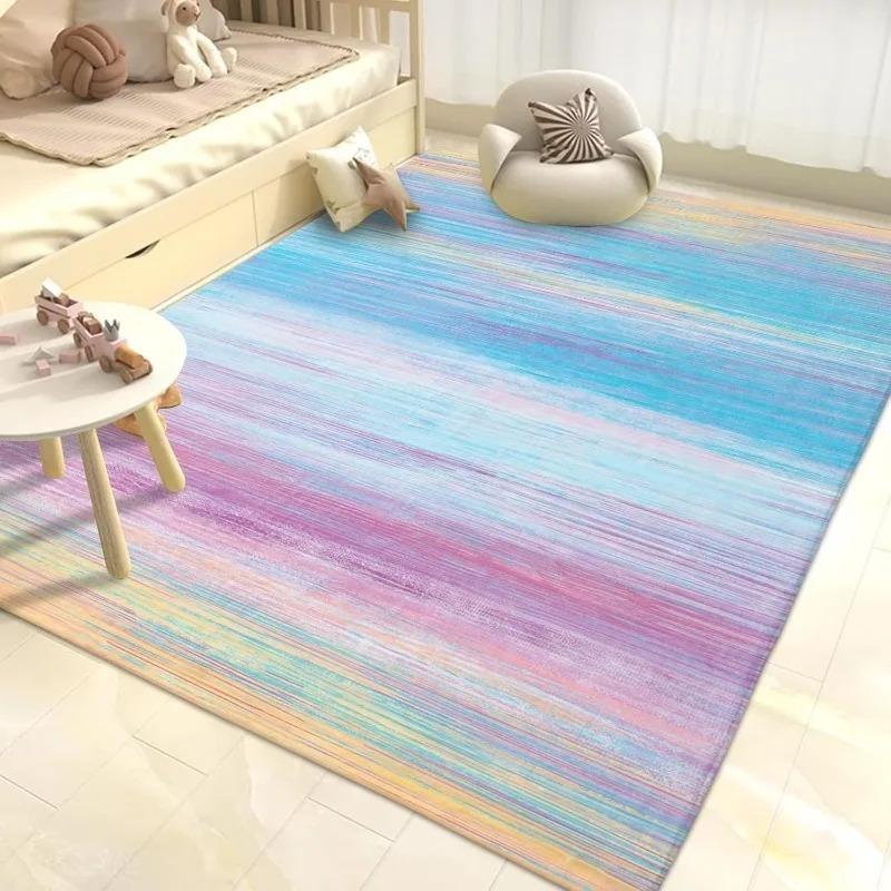 Rainbow Rug Colorful Stripe Kids Rugs Super Soft Bedroom Bedside Floor Mat Home Decor Living Room Sofa Carpets Tapis
