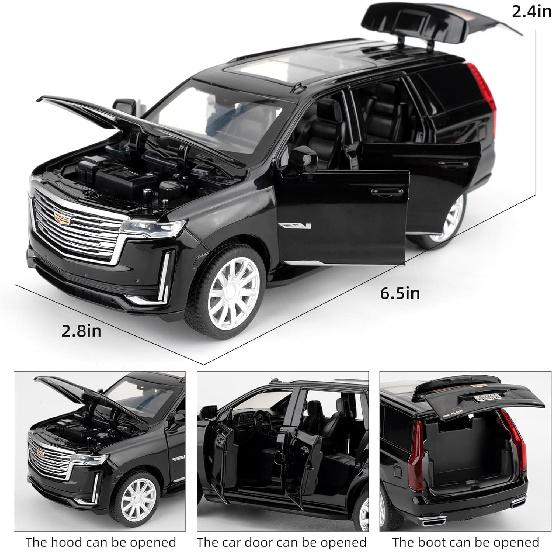 1:32 Scale Car Model Compatible for Collectible Escalade SUV Diecast Toy Vehicle, Zinc Alloy Pull Back Toy Car with Sound and Light for Adult Boys