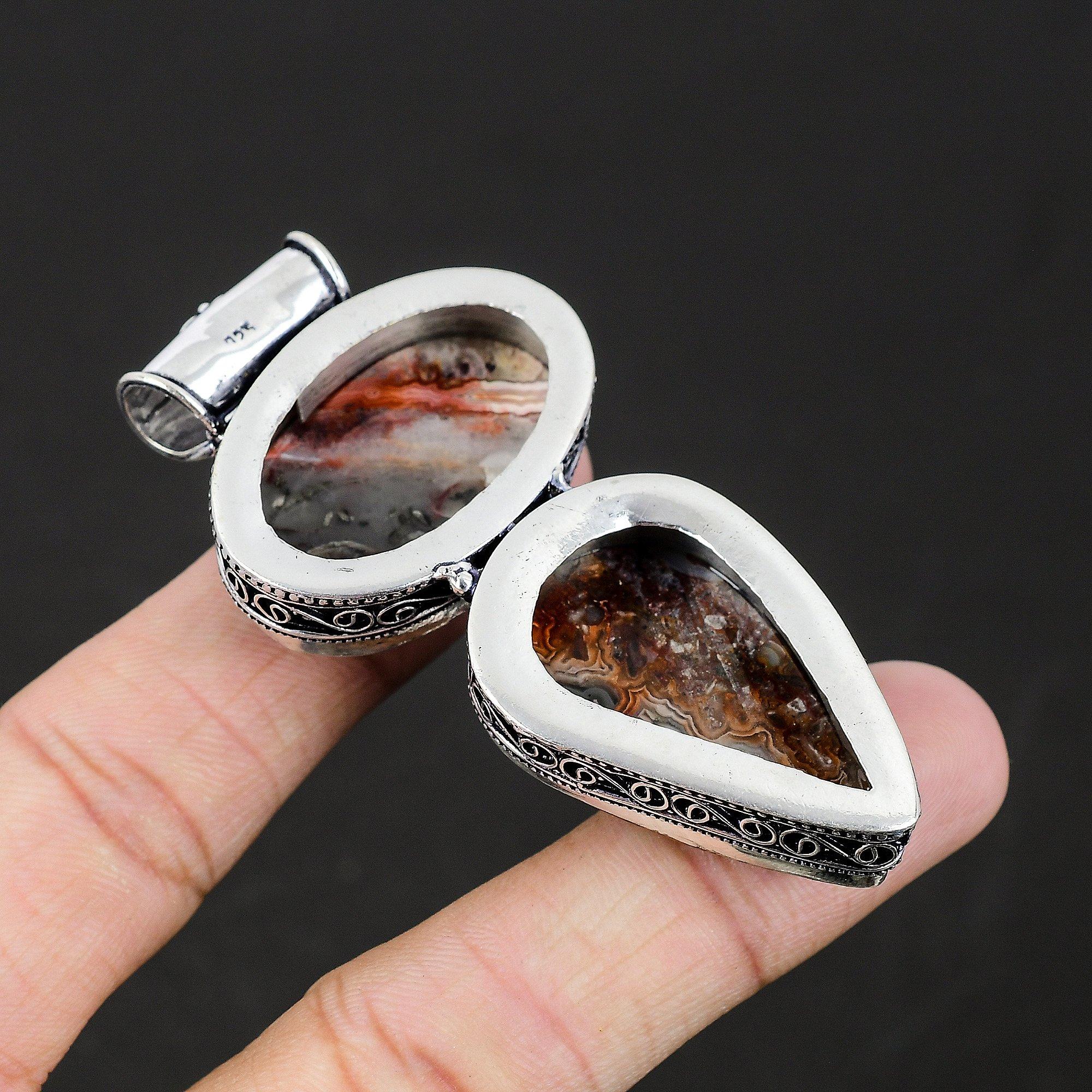 Лагуна Кружево Агат Натуральный драгоценный камень Ювелирный кулон ручной работы — фото 3