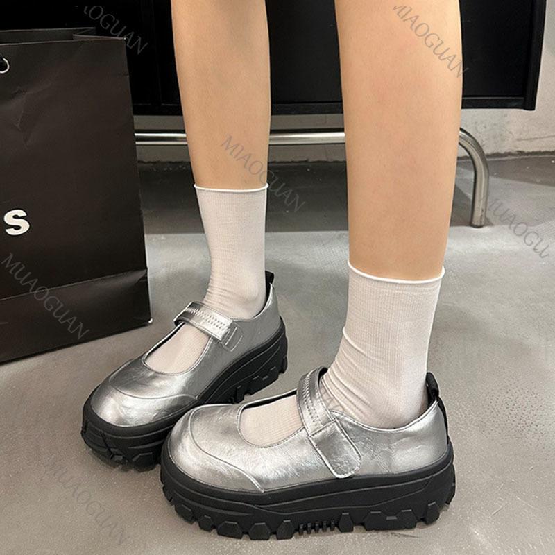 Fashion Fashion Retro Black Thick Bottom Mary Jane Shoes Spring Autumn Chunky High Heeled Sneakers for Women Shallow Mouth Single Shoes