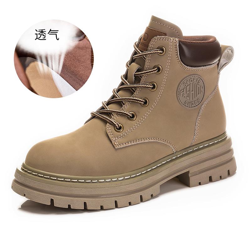 Haute couture rhubarb boots 2025 spring new versatile thick-soled Martin boots women's British style short boots women's leather boots women