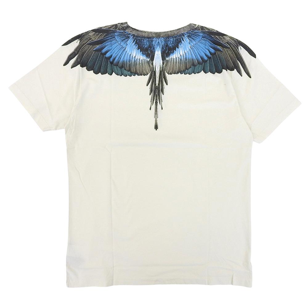 Marcelo Burlon Wing Print Short Sleeve T-Shirt, Men's, Off-White, Blue, Size L Tops L Off White / blueUsed