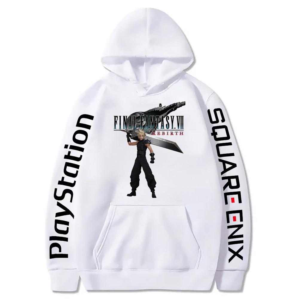 Cloud Strife Buster Sword Hoodies Final Fantasy VII Rebirth Pullovers Hot Game Harajuku Aesthetic Sweatshirts Unisex High Street Tops