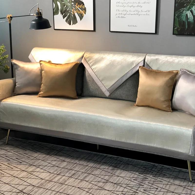 

Роскошный чехол для дивана в скандинавском стиле, универсальный угловой чехол для дивана золотого и зеленого цвета, достойный ретро с окантовкой, мебельная подушка из цельного дерева, L-образный чехол для дивана 60x60cm 1pcs